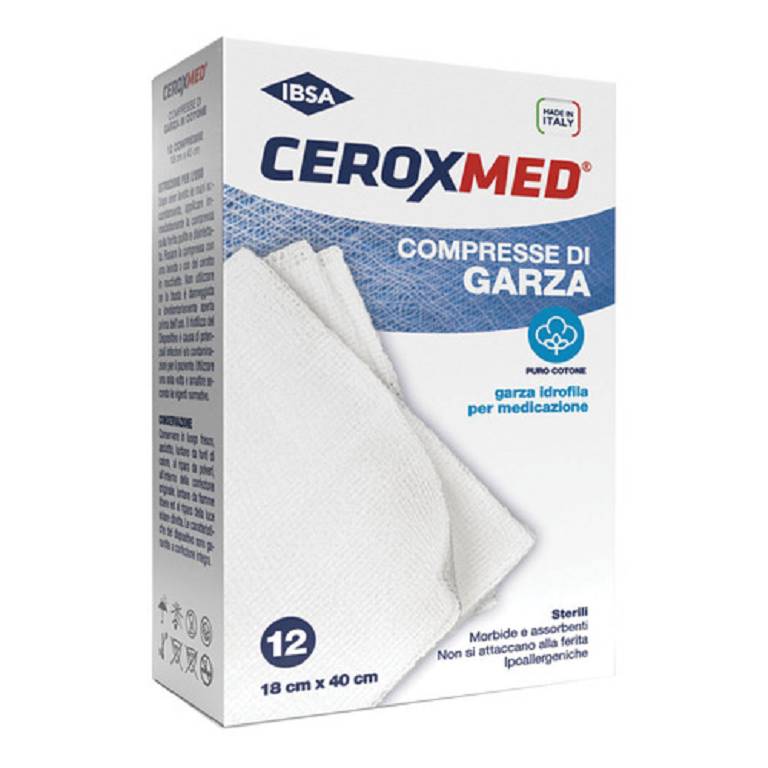 GARZA CEROXMED 18X40CM COT 12P
